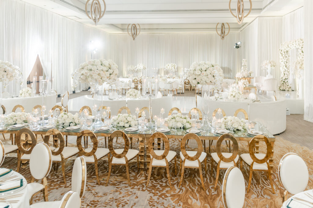 All-white wedding reception